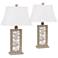 Antigua Sand Coral Rectangular Table Lamps Set of 2