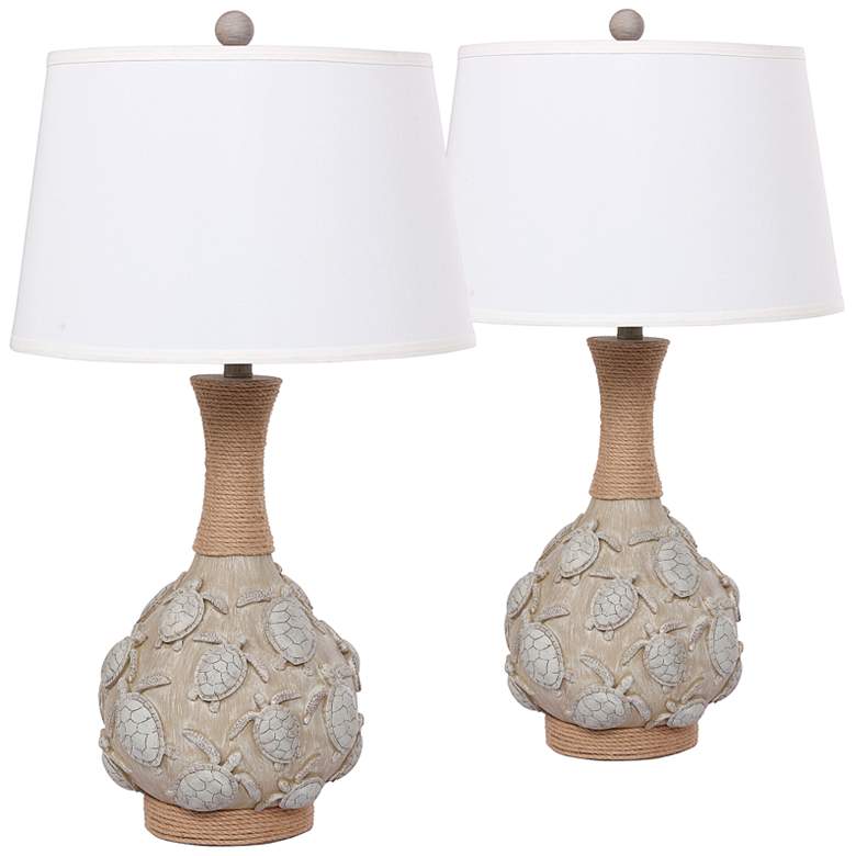 Image 1 Antigua Sand Turtle 29 inch Coastal Style Table Lamps Set of 2