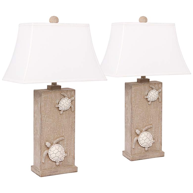 Image 1 Antigua Sand Turtle 31 inch Rectangular Table Lamps Set of 2