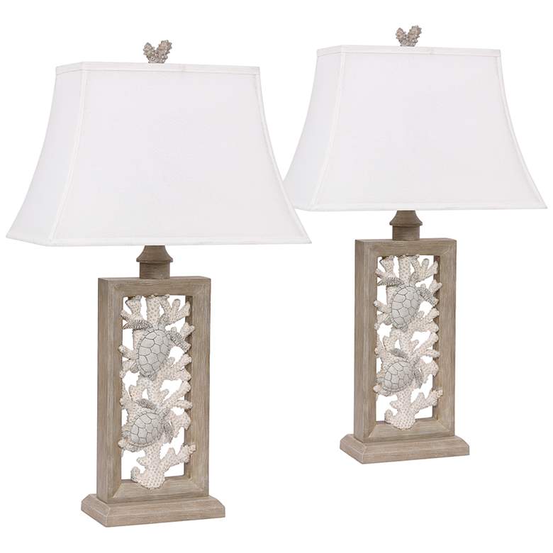 Image 1 Antigua Sand Turtle and Coral 31 1/2" Rectangular Table Lamps Set of 2