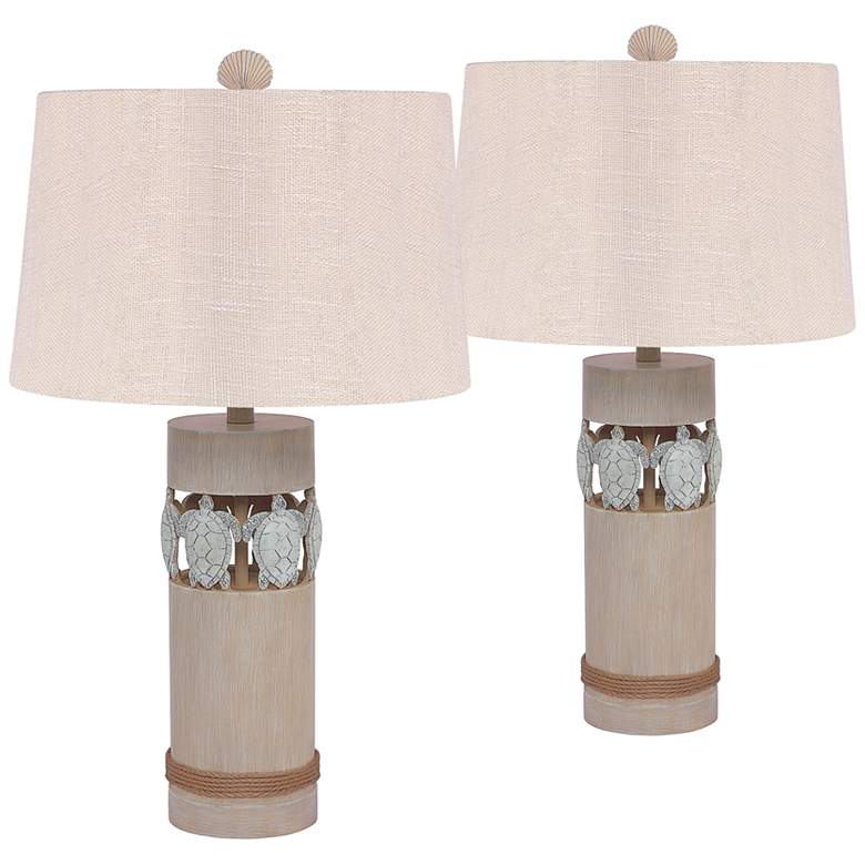 Image 1 Antigua Sand Turtle Column Table Lamps Set of 2