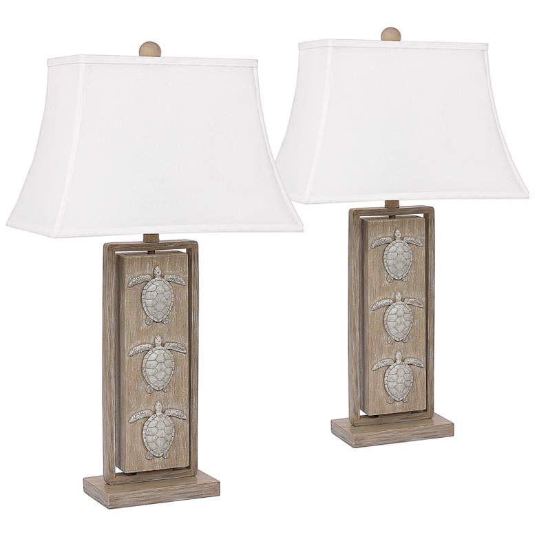 Image 1 Antigua Sand Turtle Rectangular Table Lamps Set of 2