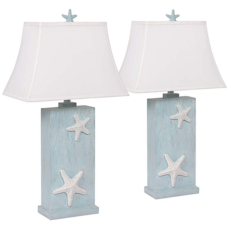 Image 1 Antigua Starfish 31" Rectangular Coastal Sky Blue Table Lamps Set of 2