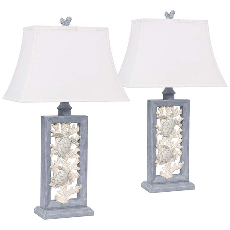 Image 1 Antigua Turtle and Coral 31 1/2" Gray Coastal Table Lamps Set of 2