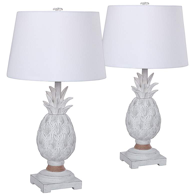 Image 1 Antigua White Pineapple Table Lamps Set of 2