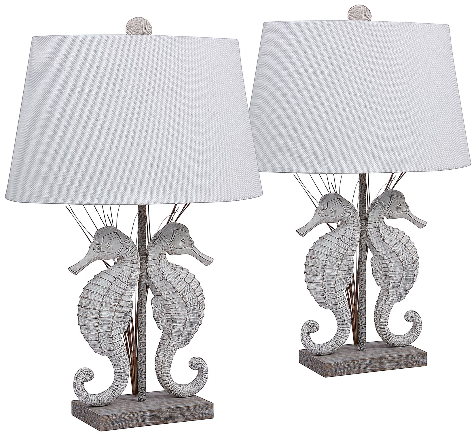 white seahorse table lamp