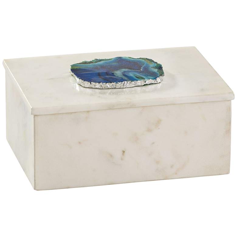 Image 1 Antilles 7 inch Wide Hand-Crafted Marble and Blue Agate Box