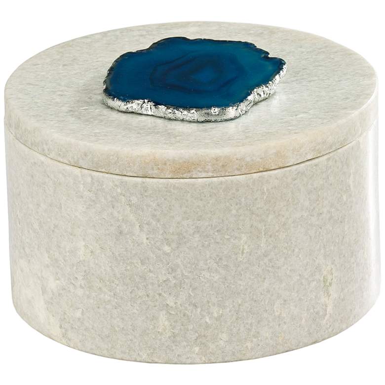 Image 1 Antilles White Marble and Blue Agate Round Box