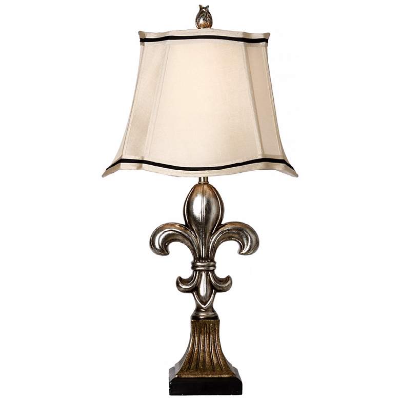 Image 1 Antique and Comono Silver Fleur-De-Lis Table Lamp