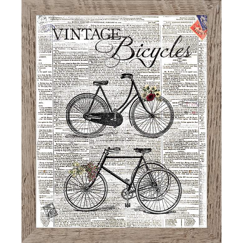 Image 1 Antique Bicycles 22 inch Framed Giclee Wall Art 