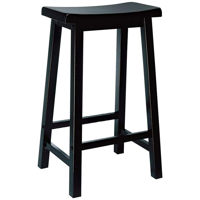 Image 1 Antique Black 29 inch Backless Saddle Barstool