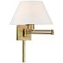 2_Antique Brass 12" High Empire Shade Plug-In Swing Arm Wall Lamp