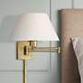 1_Antique Brass 12" High Empire Shade Plug-In Swing Arm Wall Lamp