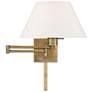 3_Antique Brass 12" High Empire Shade Plug-In Swing Arm Wall Lamp more views