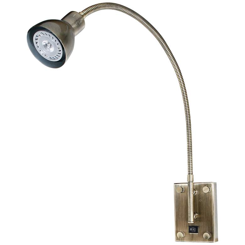 Image 2 Antique Brass Gooseneck Plug-In Gooseneck Arm Adjustable LED Wall Lamp