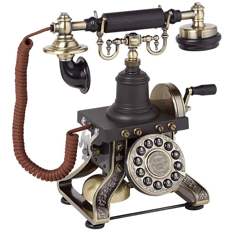 Image 1 Antique Brass Hand-Crank Cradle Phone