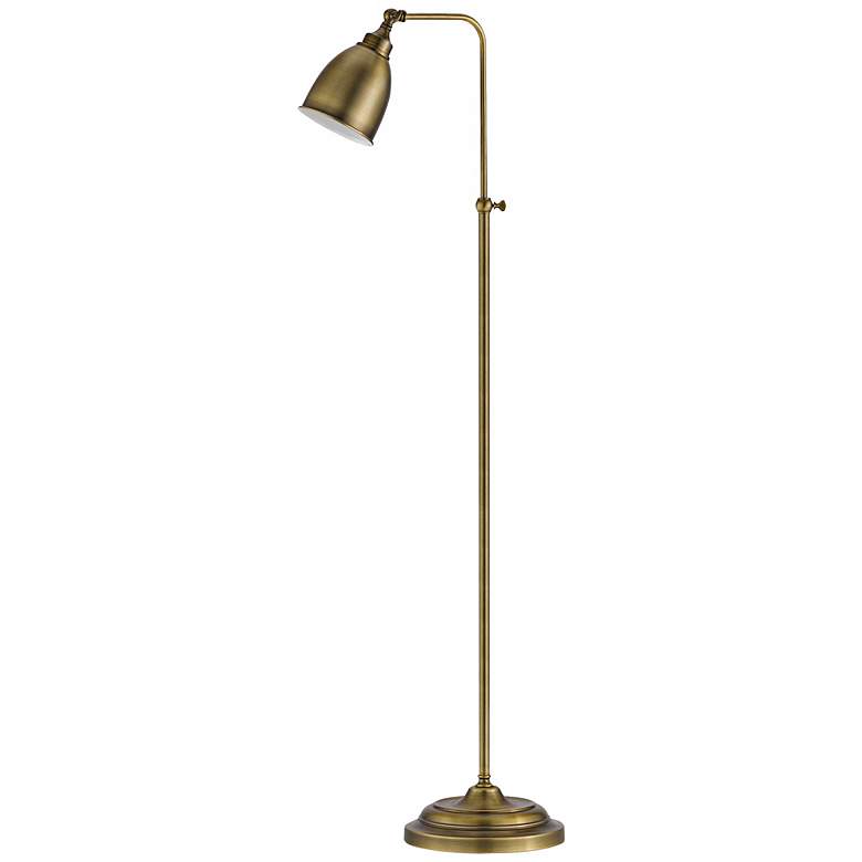 Antique Brass Metal Adjustable Pole Pharmacy Floor Lamp