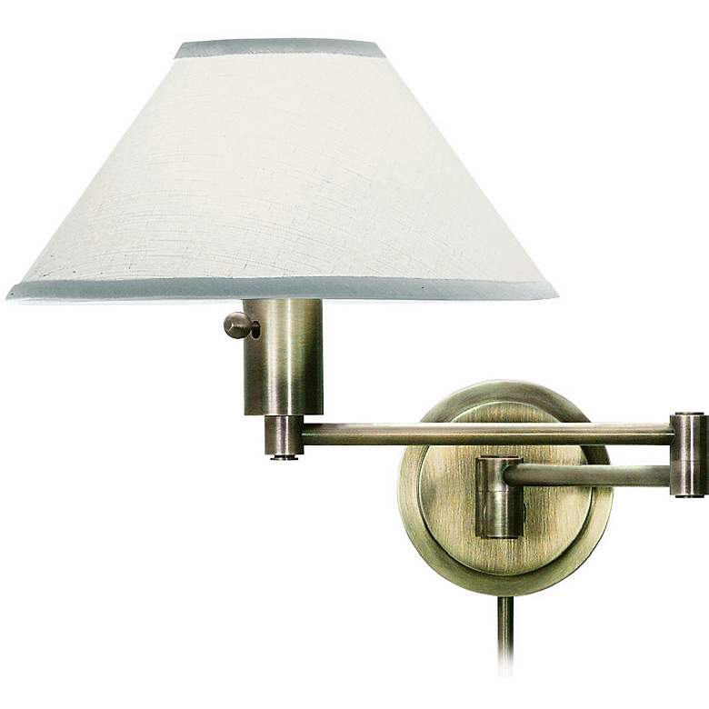 Image 1 Antique Brass Plug-In Swing Arm Wall Lamp