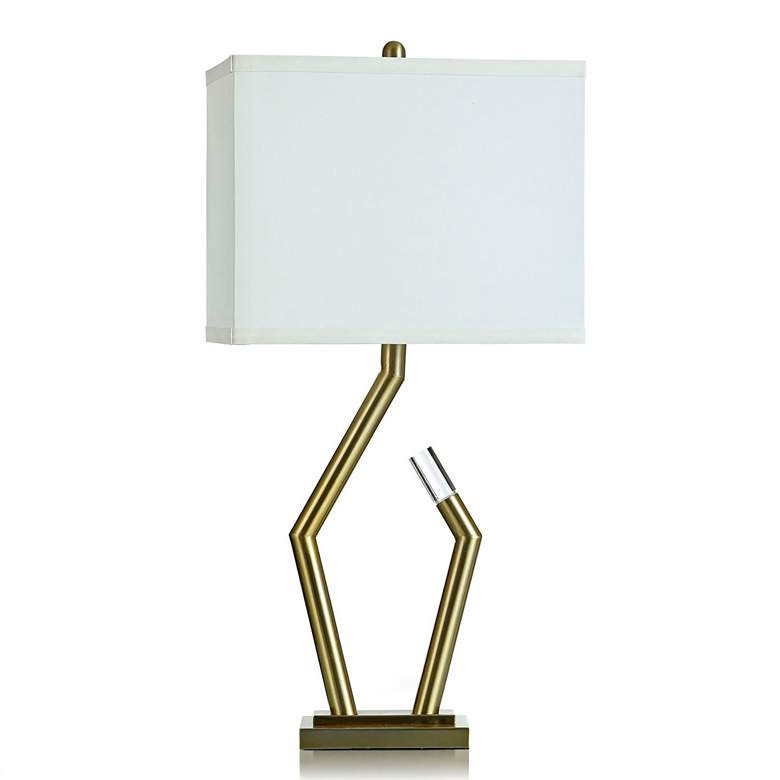 Image 1 Antique Brass - Steel And Clear Acrylic Table Lamp With Led