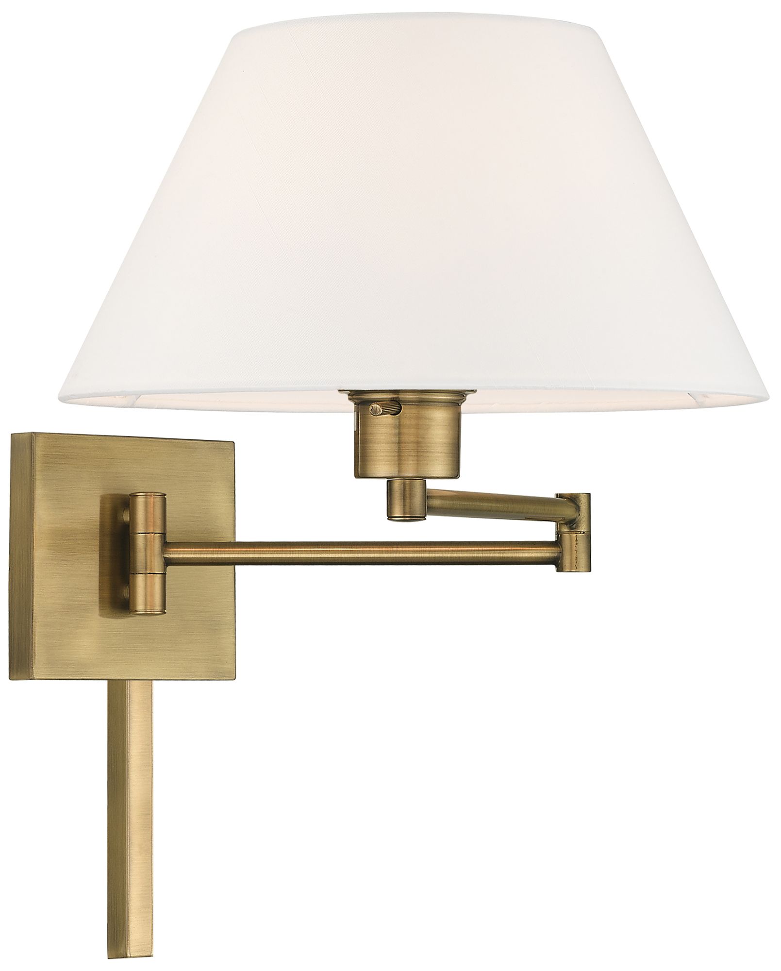 Antique Brass Swing Arm Wall Lamp w/ OffWhite Empire Shade 94C05