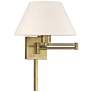 Antique Brass Swing Arm Wall Lamp with Oatmeal Empire Shade