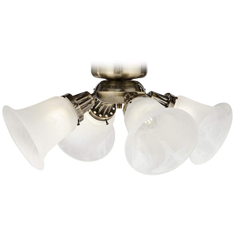 Image 1 Antique Brass Universal Ceiling Fan LED Light Kit Marbleized Glass  Shade