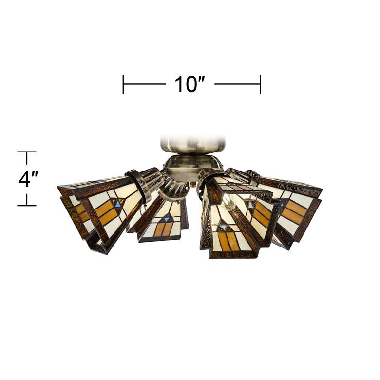 Image 2 Antique Brass Universal Ceiling Fan LED Light Kit With Mission Glass Shade more views