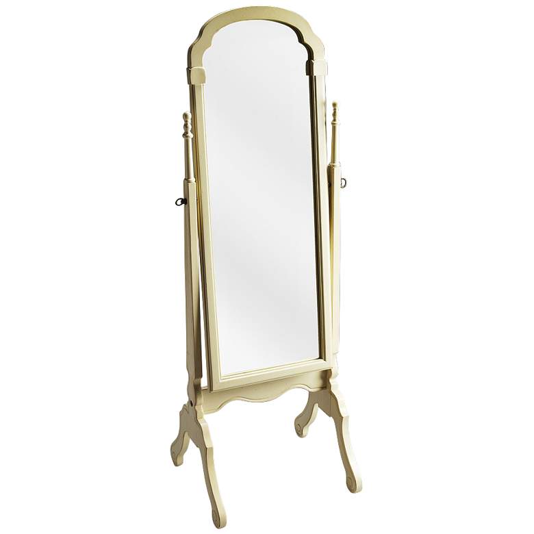 Image 1 Antique Brass w/ Cream Tilting Cheval 19" x 60" Floor Mirror