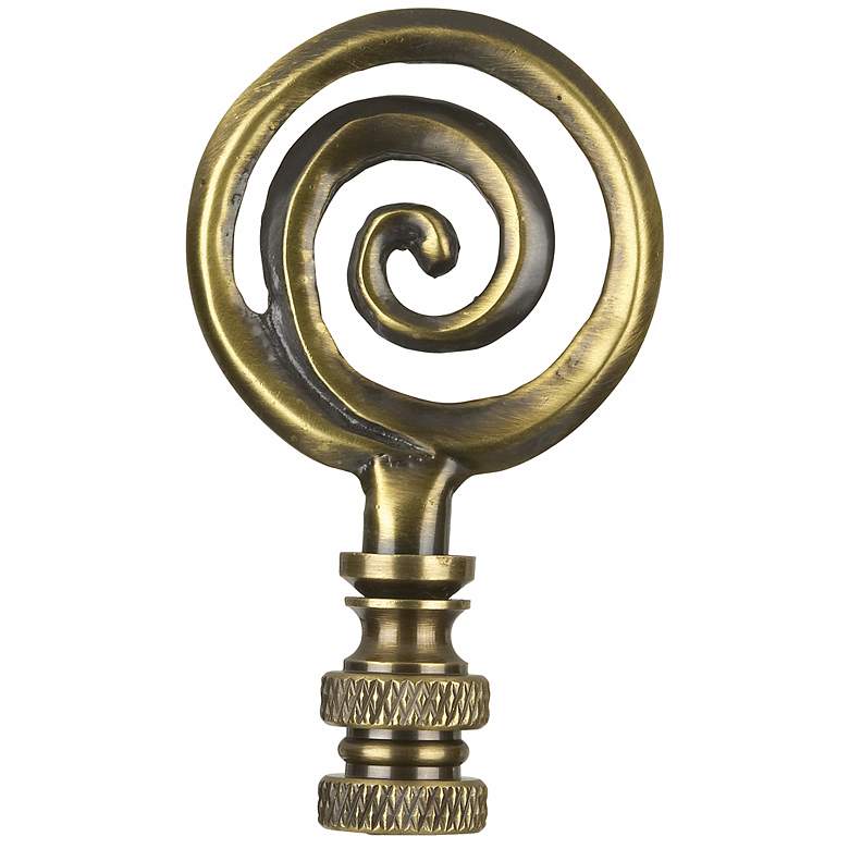 Image 1 Antique Brass Whirlpool Lamp Shade Finial