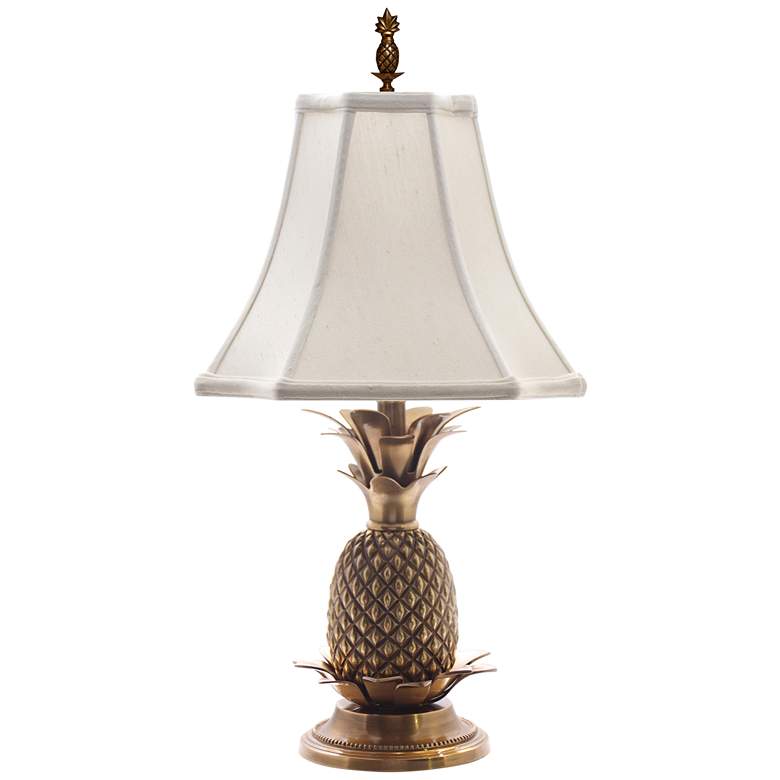 Antique Brass White Shade Pineapple Table Lamp