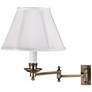 Antique Brass With Shade Plug-In Swing Arm Wall Lamp