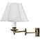 Antique Brass With Shade Plug-In Swing Arm Wall Lamp