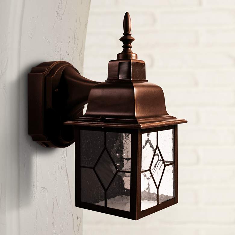 Image 1 Antique Bronze 11 3/4 inchH Motion-Activated Outdoor Wall Light