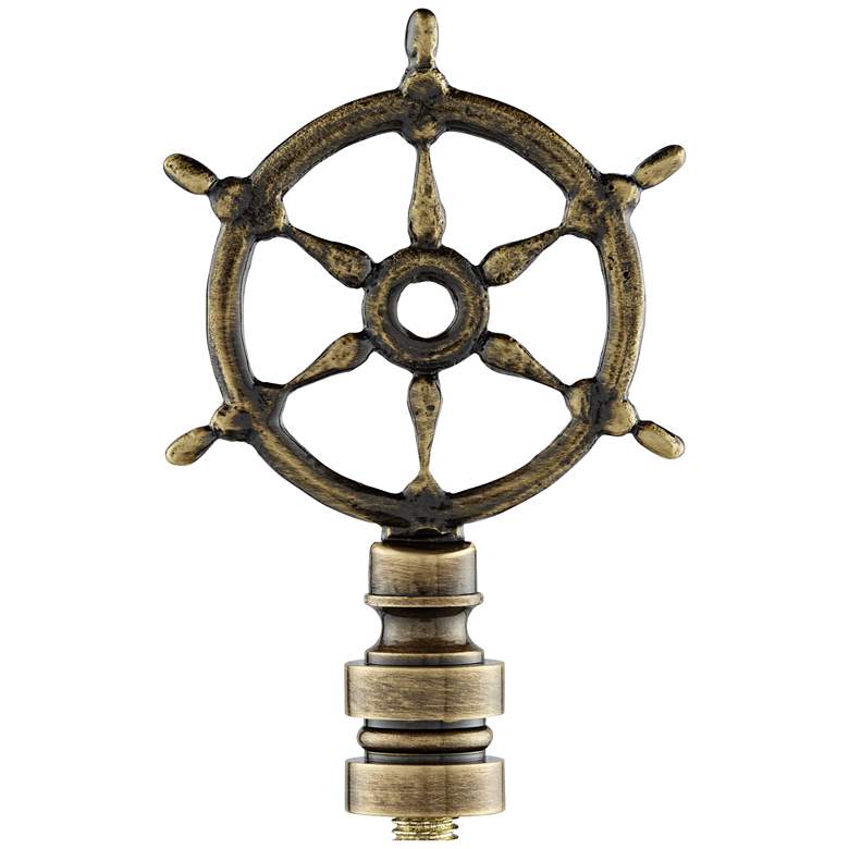 Image 1 Antique Bronze Ships Wheel Lamp Shade Finial
