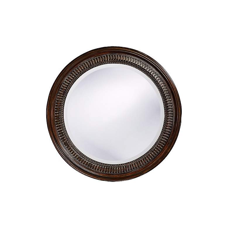 Image 1 Antique Brown Beaded 26" Round Wall Mirror