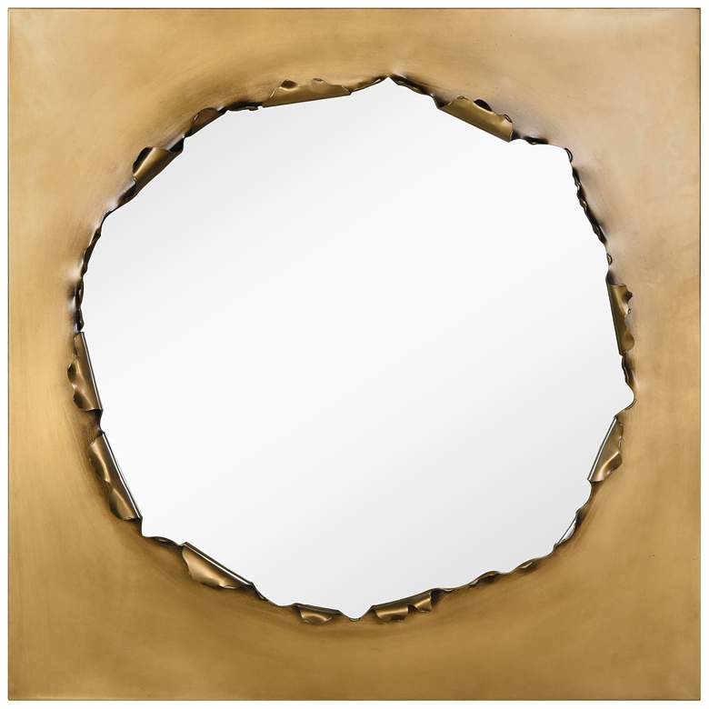 Image 1 Antique Brushed Gold Torn Edge Square Mirror, 36"x36"