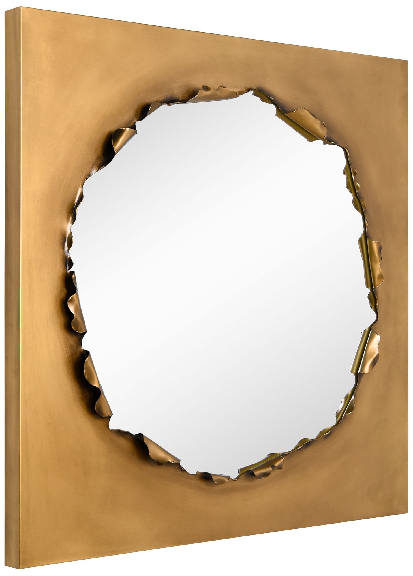 Image 3 Antique Brushed Gold Torn Edge Square Mirror, 36"x36" more views