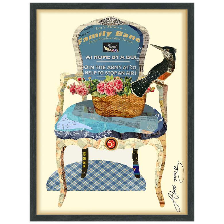 Image 1 Antique Chair 33 inch High Dimensional Collage Framed Wall Art