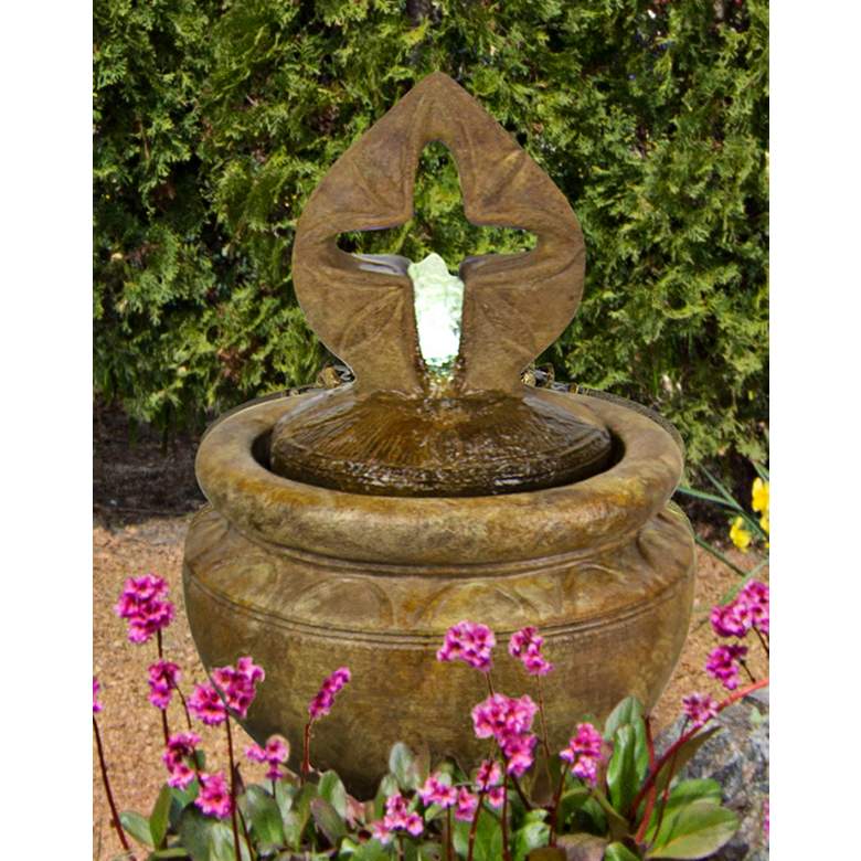Image 1 Antique Cross 25" High Bubbler Fountain with Light