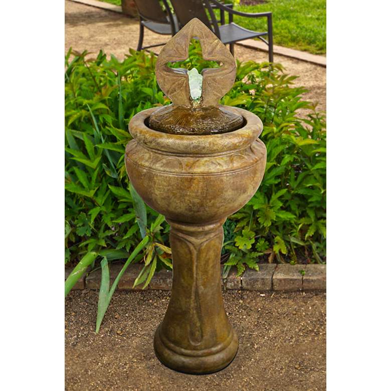 Image 1 Antique Cross 45" High Bubbler Fountain with Light