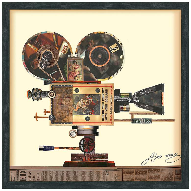Image 2 Antique Film Projector 25" High Collage Framed Wall Art