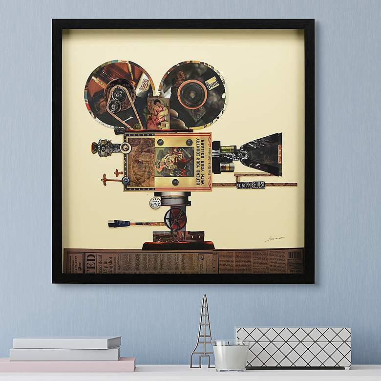 Image 1 Antique Film Projector 25" High Collage Framed Wall Art