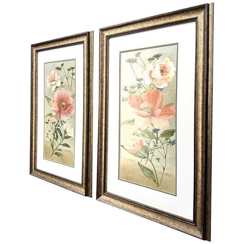 Image 2 Antique Floral 22"W x 34"H Framed Art Set of 2 more views