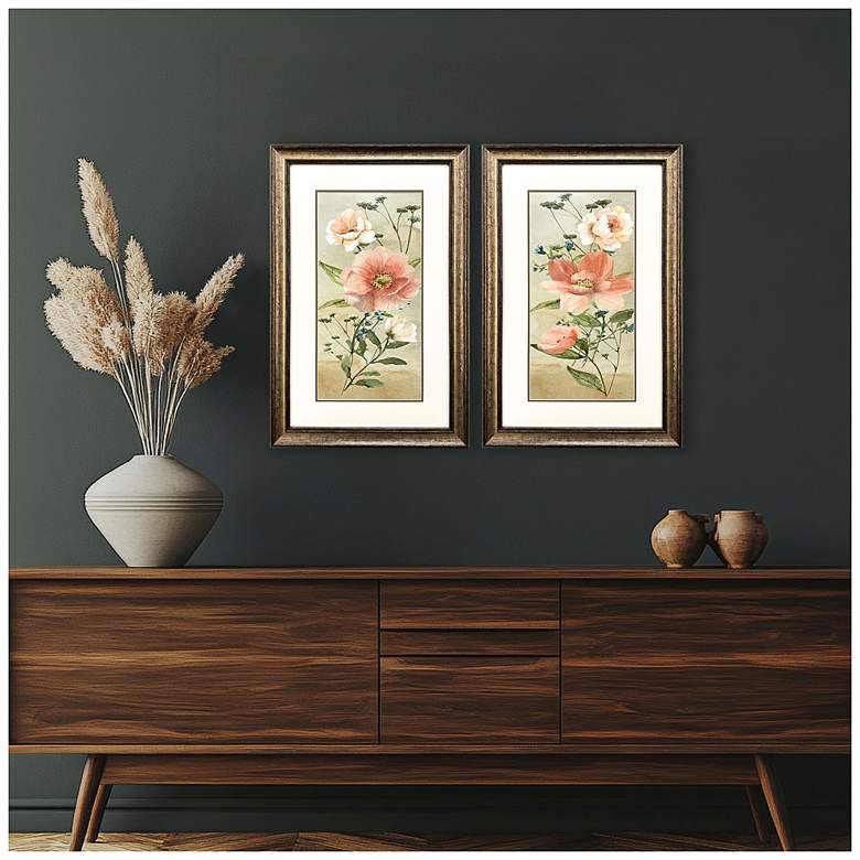 Image 4 Antique Floral 22"W x 34"H Framed Art Set of 2 more views