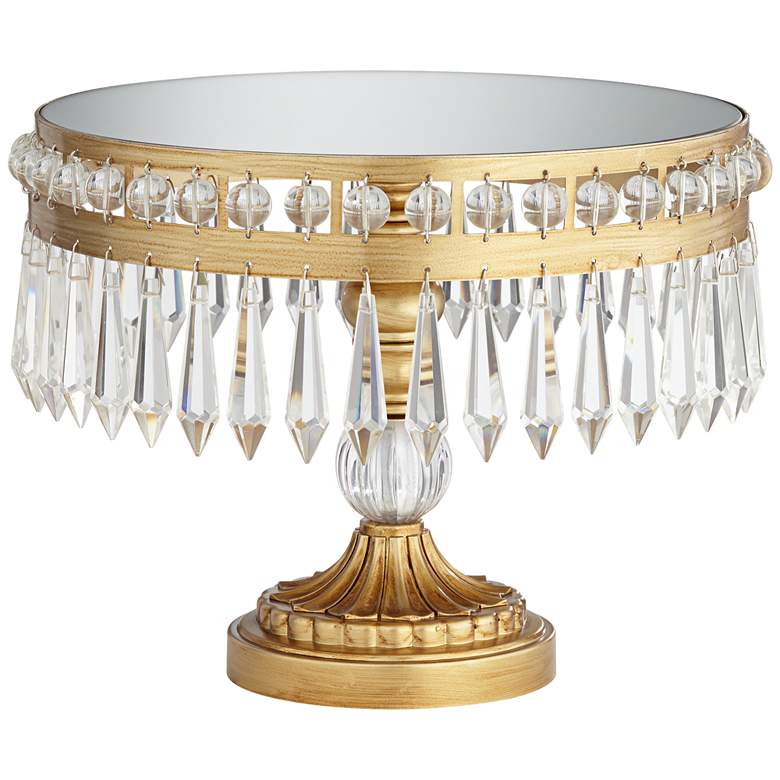 Image 1 Antique Gold 8 1/2" High Crystal Cake Stand