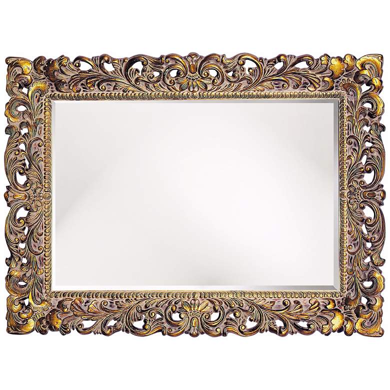 Image 2 Antique Gold Leaf Frame 46" Wide Wall Mirror