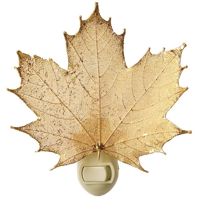 Image 1 Antique Gold Real Leaf Sugar Maple Night Light