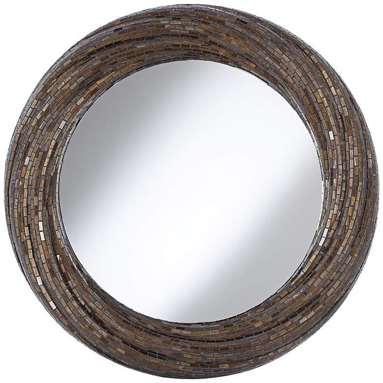 Image 1 Antique Gold Twisting 33 inch Mosaic Round Wall Mirror