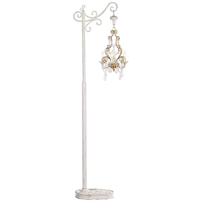 Image 1 Antique Gold with Clear Beads Floor Stand Chandelier