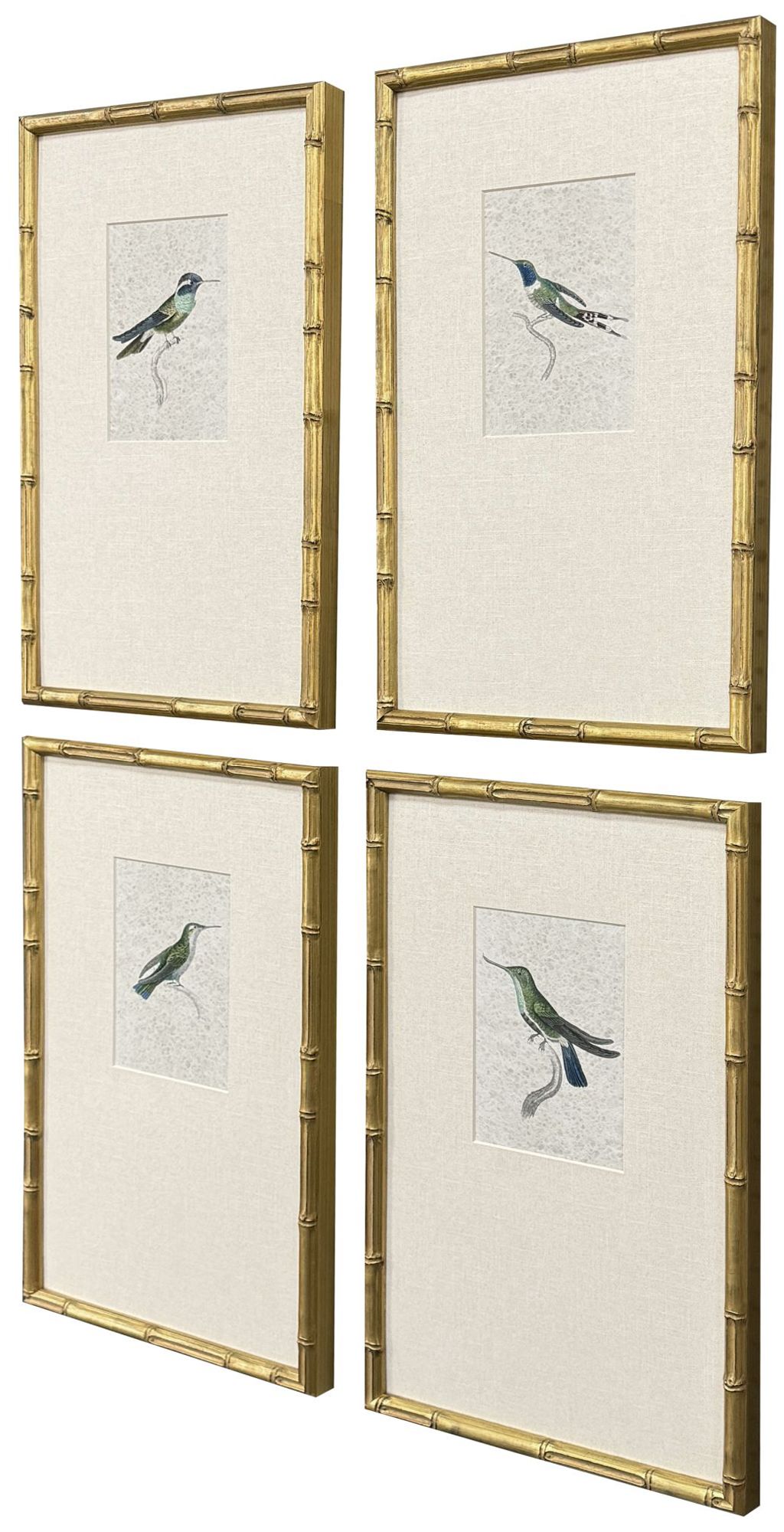 Image 2 Antique Hummingbirds 12"W x 19"H Traditional Framed Art Set of 4 more views